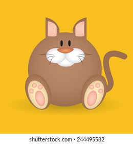 abstract cute cat on a yellow background