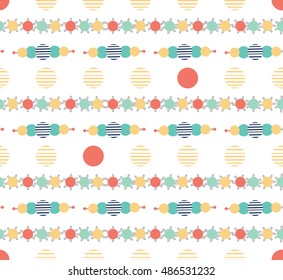 Abstract cute circle polka dots with stripes design on white background pattern seamless backdrop wallpaper. Vector image