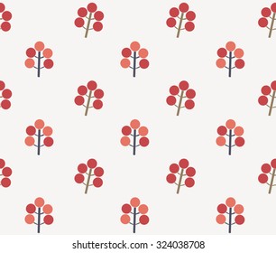 Abstract cute circle red leaves tree or flower on smooth background seamless pattern backdrop wallpaper. Vector image