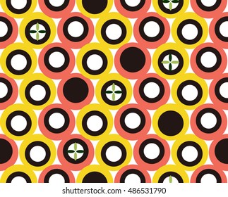 Abstract cute circle with yellow pink black and white color design pattern seamless background wallpaper. Vector image