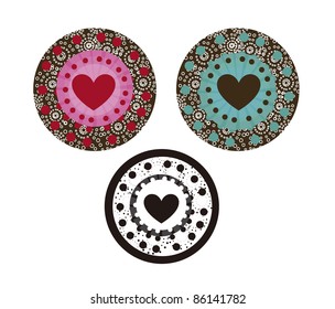 abstract cute circles with heart isolated over white background. vector