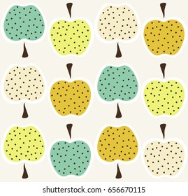 Abstract cute color apple with dots design background pattern seamless wallpaper. Vector image