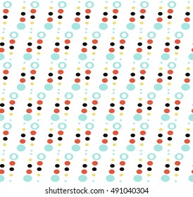 Abstract cute color circle design with blue red black and yellow on white background pattern seamless backdrop wallpaper. Vector image