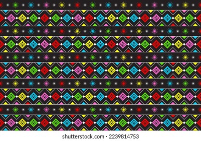 Abstract cute color geometric tribal ethnic ikat folklore argyle oriental native pattern traditional design for background,carpet,wallpaper,clothing,fabric,wrapping,print,batik,folk,knit,stripe vector