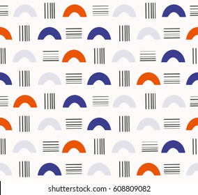 Abstract cute color semicircle with line art design background pattern seamless wallpaper backdrop. Vector image