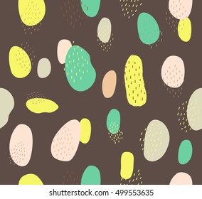 Abstract cute color spot and dots design on black background pattern seamless backdrop wallpaper. Vector image