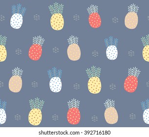 Abstract cute colorful coral exotic design with dot on blue background pattern seamless wallpaper. Vector image