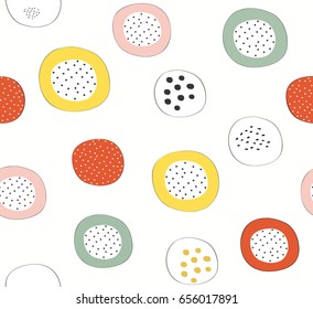 Abstract cute colorful doodle circle with dots design on white background pattern seamless wallpaper. Vector image 