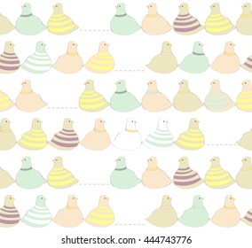 Abstract cute colorful duck with stripes line design on white background pattern seamless backdrop wallpaper. Vector image