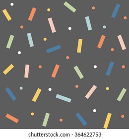 Abstract cute colorful topping dripping with yellow blue sky green orange and pink design on grey black background pattern seamless wallpaper. Vector image