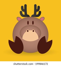 abstract cute deer on a yellow background