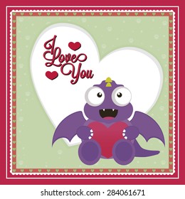 abstract cute dinosaur on a special love background
