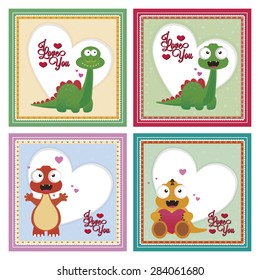 abstract cute dinosaur on a special love background