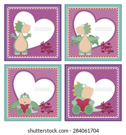 abstract cute dinosaur on a special love background