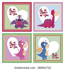 abstract cute dinosaur on a special love background