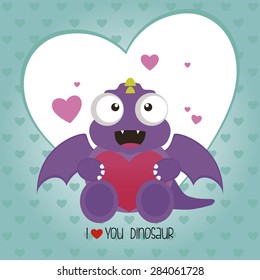 abstract cute dinosaur on a special love background