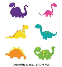 Abstract cute Dinosaurs on a white background