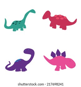 abstract cute dinosaurs on a white background