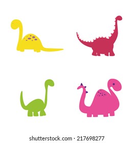 abstract cute dinosaurs on a white background