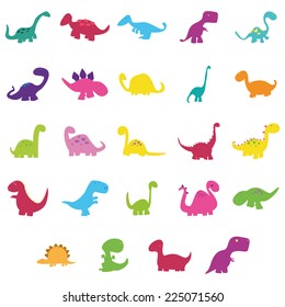 Cute Dinosaurs Icons Set Vector Illustration Stock Vector (Royalty Free ...