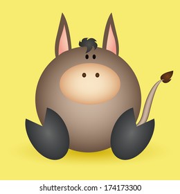 abstract cute donkey on a yellow background
