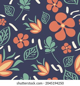  Resumen lindo patrón floral sin costuras. Fondo superpuesto dibujado a mano para su diseño.Textil, embalaje, decoración de blog, banner, afiche, papel envolvente. vector. 