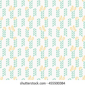 Abstract cute flower with leaves design on white background vintage style pattern seamless backdrop wallpaper. Vector image