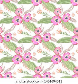 abstract cute flower pattern in beautiful style. Vector line design. Floral organic background.