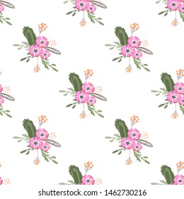 abstract cute flower pattern in beautiful style. Vector line design. Floral organic background.