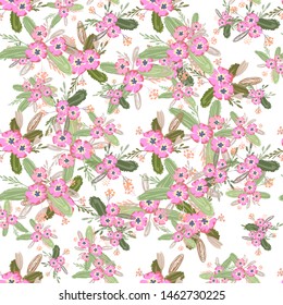abstract cute flower pattern in beautiful style. Vector line design. Floral organic background.