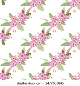 Abstract cute flower pattern in beautiful style. Vector line design. Floral organic background.