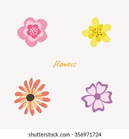 Abstract Cute flowers on a white background
