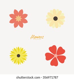Abstract Cute flowers on a white background