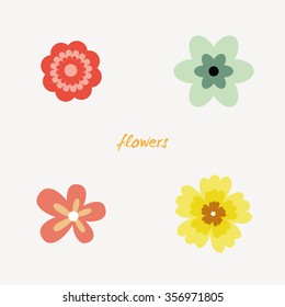 Abstract Cute flowers on a white background