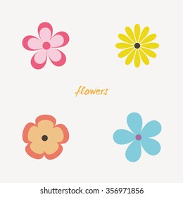 Abstract Cute flowers on a white background