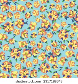 Abstract cute flowers pattern, little floral seamless design