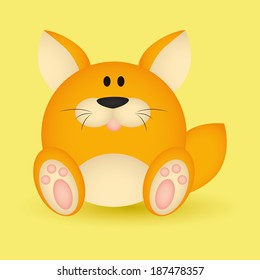 abstract cute fox on a yellow background