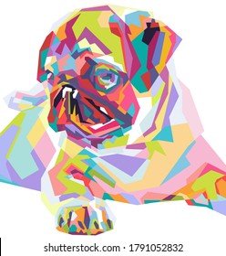 abstract cute geeometric dog.colorfull with WPAP style.vector eps10-editable.