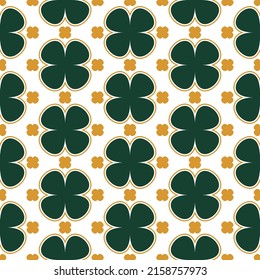 Abstract Cute Geometric Doodle Style Clover Flowers Seamless Pattern Minimal Vector Design Trendy Fashion Colors Perfect for Allover Fabric or Wrapping Paper Print Dark Green Tones