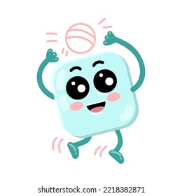 Abstrakte süße geometrische Quadrat-Zeichen spielen. Vektorgrafik des glücklichen Gesichts. Cartoon-Quadrat einzeln auf Weiß. Bildung, Emoji-Konzept