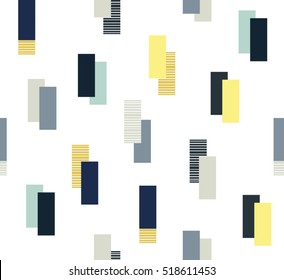 Abstract cute geometric square modern style design with line on white background pattern seamless backdrop wallpaper. Vector image