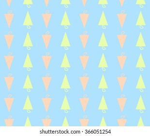 Abstract cute geometric triangle with pink yellow on blue sky pastel color background pattern seamless wallpaper. Vector image 