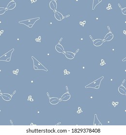 Abstract cute girl blue underwear vector graphic illustration seamless pattern for background and apparel design