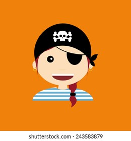 abstract cute girl with a cute costume on an orange background