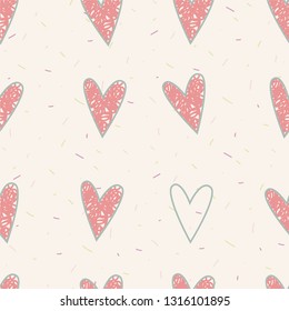 Abstract Cute Hearts Pattern, Cartoon Vector illustration, Background for Kid. For Card, Invitation, Album, Sketch Book, Scrapbook, Holiday Wrapping Paper, Textile Fabric, Garment