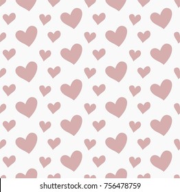 Abstract Cute Hearts Seamless Vector Pattern. Geometric texture. Repeating background.