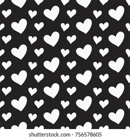 Abstract Cute Hearts Seamless Vector Pattern. Geometric texture. Repeating background.