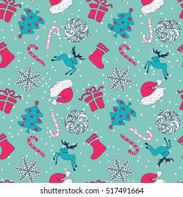 Abstract Cute Holiday Christmas Seamless Pattern