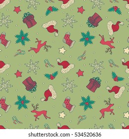 Abstract Cute Holiday Christmas Seamless Pattern