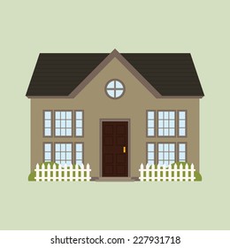 abstract cute house on a light green background